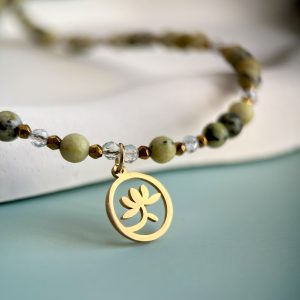 Naszyjnik z kamieni naturalnych żółty turkus i kwarc