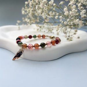 Bransoletka z kamieni AGAT gold pióro