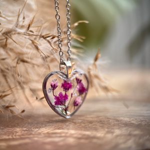 Wisiorek z żywicy serce silver GIPSÓWKA clear
